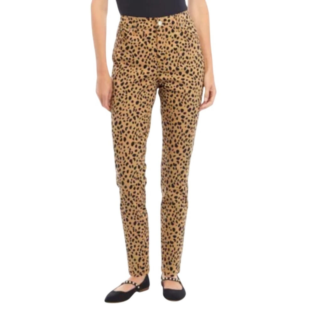 Crown & Ivy Cheetah Print High Rise Skinny Jeans‎ Size 6R Tan Black Ankle Pants